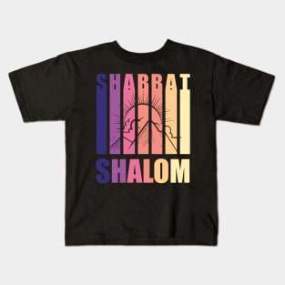 Shabbat Shalom Vintage Sunset Kids T-Shirt